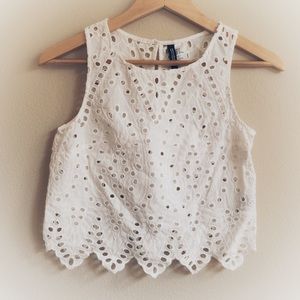 H&M White Cropped Summer Tank